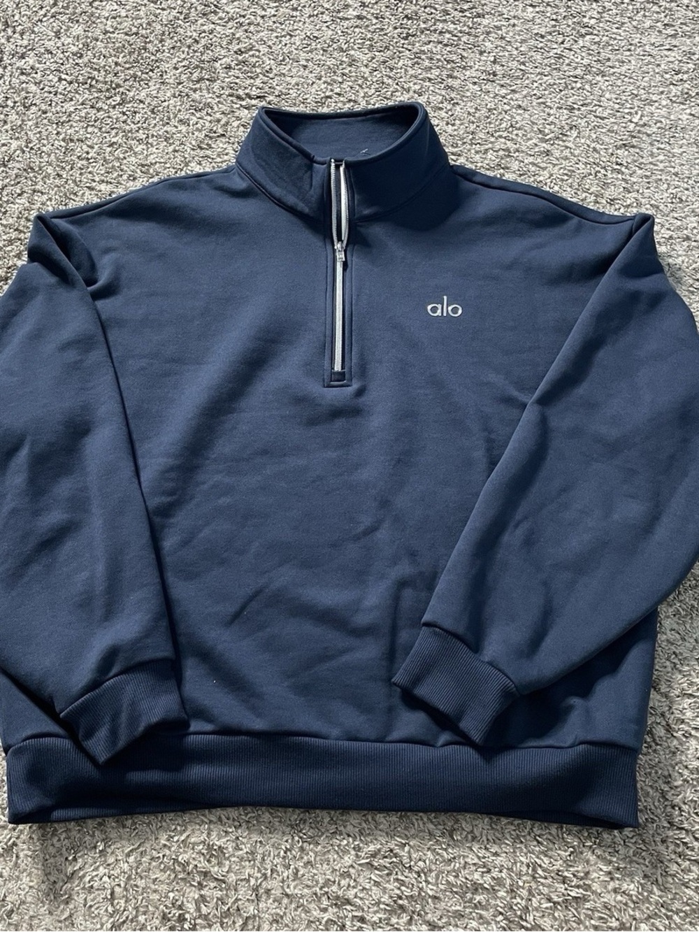 ALO Yoga Men's Navy Quarter-Zip Pullover Sweater